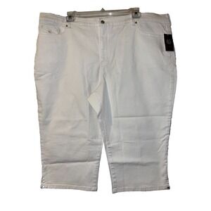Gloria Vanderbilt Amanda Capri White Jeans Womens 24W Classic Rise Slimming New